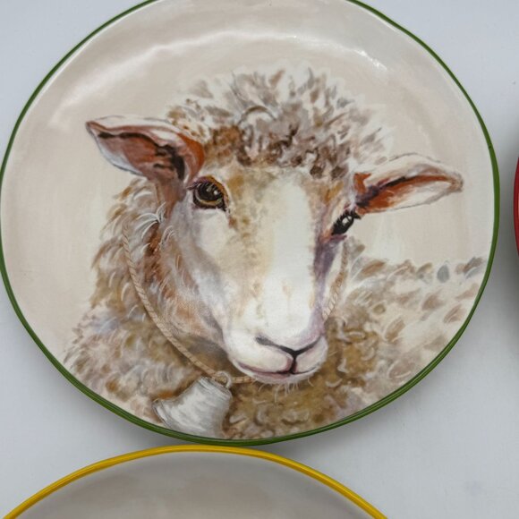 Pier 1 Imports spring farm animal salad plates 8.5" Easter luncheon plates sandw - Picture 9 of 12